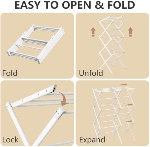 REALINN Foldable Clothes Drying Rack, Expandable Portable Indoor Outdoor