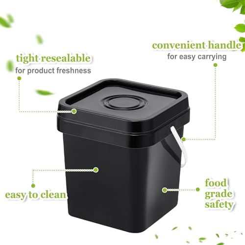 Suzile 10 Pcs Food Grade Square Bucket with Lid 1 Gallon Plastic Bucket 4.5L ...