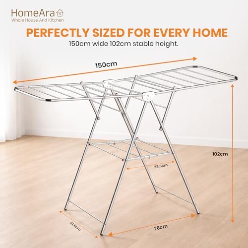 Heavy Duty Foldable Stainless Steel Cloth Drying Stand – 3 Tier Mirror Finish...