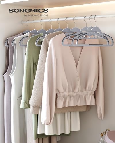 SONGMICS 50 Pack Coat Hangers, Heavy-Duty Plastic Hangers, U-Shaped Opening