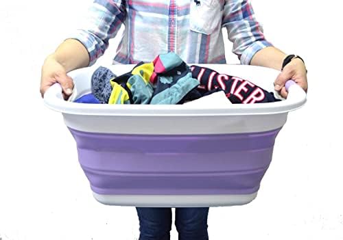 SAMMART 31L (8.1 gallon) Collapsible Plastic Laundry Basket-Pop Up Storage Co...