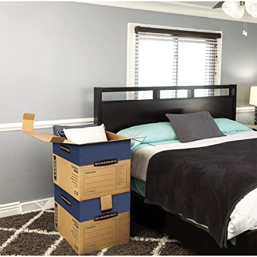 Bankers Box Large Prime Moving Box 6 Pack, Reinforced Handles, Tape-Free Asse...