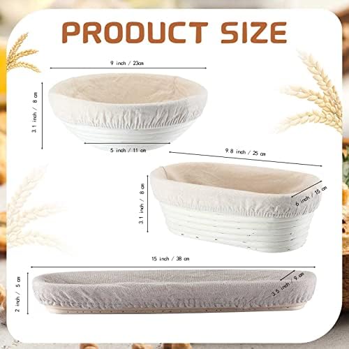Gerrii 3 Packs Bread Banneton Proofing Basket 9" Round and 10" Oval...