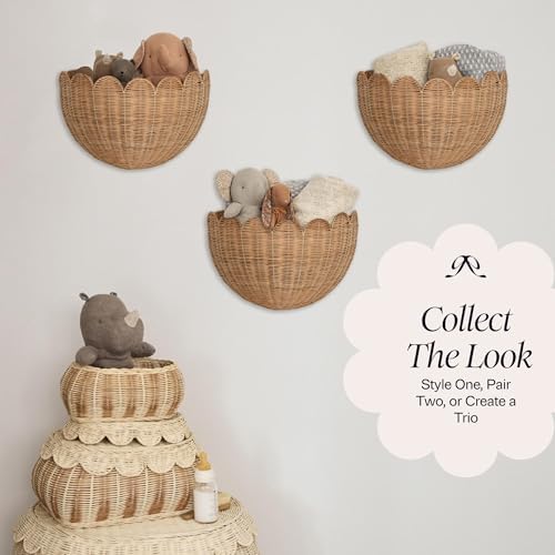 BEBE BASK Scalloped Wicker Wall Basket - The Original - 16 x 10 x 7 In