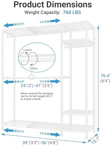 VIPEK X20 Expandable Metal Clothing Rack Adjustable from 3'3" to 4&#...