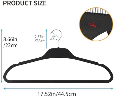Non-Slip Rubber Coated Hangers, 50 Pack Plastic Clothes Hangers with 360° Swi...