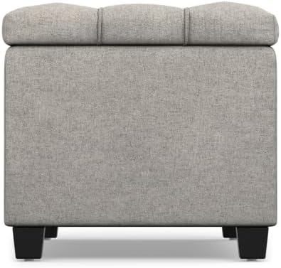 SIMPLIHOME Shiloh 48" Wide Vegan Leather Ottoman in Chestnut Brown