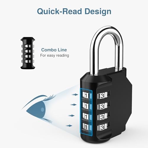 Puroma 10 Pack Combination Lock Locker 4 Digits Combo Padlock Gym Black