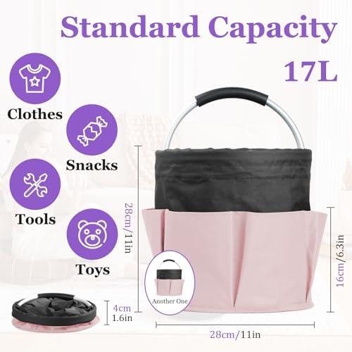 2Pcs 17L Shower Caddy with 6 Pockets, Portable Cleaning Caddy in 600D Oxford ...