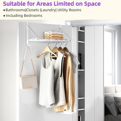 Over The Door Clothes Hanger with 2 Hooks, Stainless Steel Over The Door Hang...