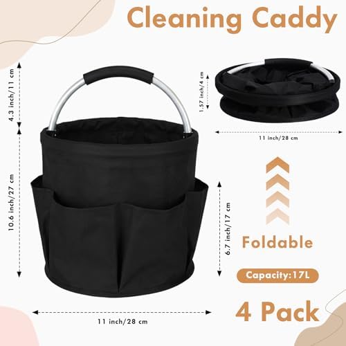 LemonRoad 4 Pack Cleaning Caddy with Handle 17L Foldable Cleaning Supplies Or...