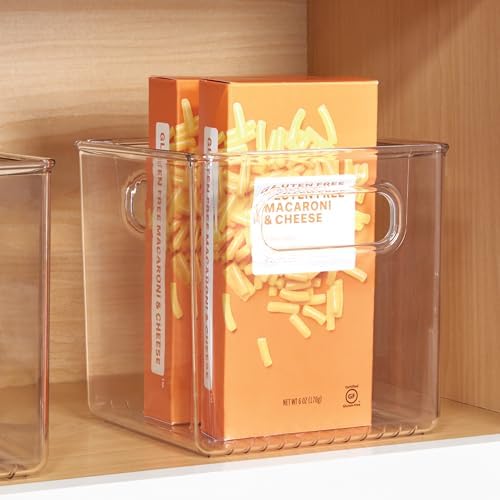 iDesign Storage Bin with Handles, Cube Organizer, Set of 4, Clear