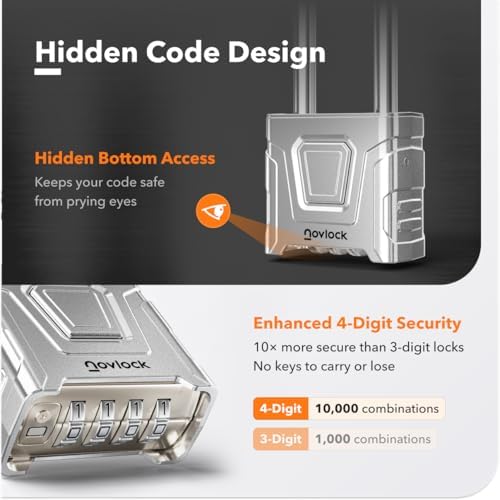 Outdoor Combination Lock, 2.3” Long Shackle, Weatherproof Padlock