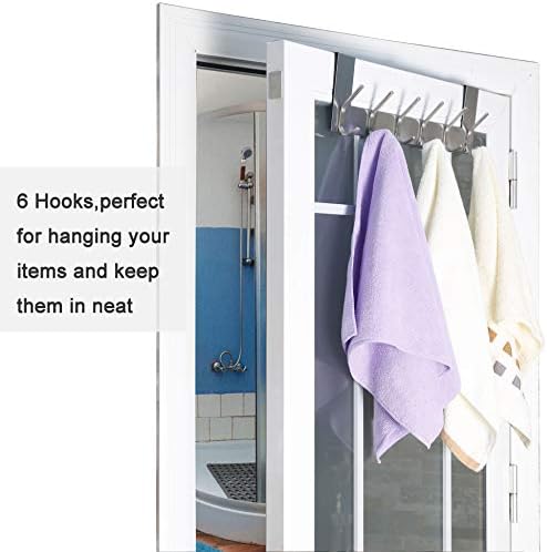 WEBI Over The Door Hooks Door Hanger:Over The Door Towel Rack with 6 Hooks fo...