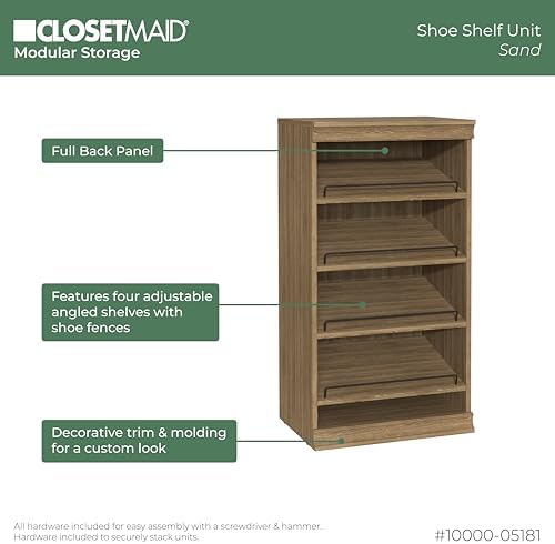 ClosetMaid Modular Storage Stackable Shoe Shelf Unit, Sand