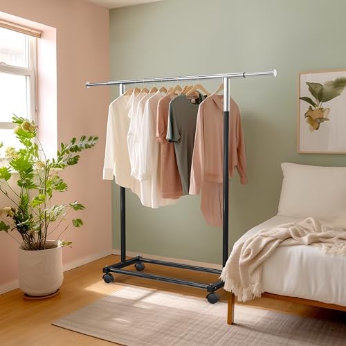 Simple Houseware Standard Rod Garment Clothing Rack, Black
