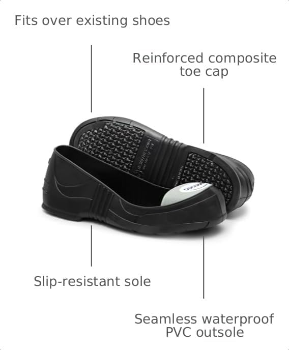 Oshatoes Metal-Free PVC Overshoes with Composite Safety Toes – Slip-Resistant...