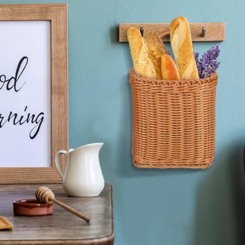 Zerodeko Handmade Wicker Hanging Basket 9.64X6.10X8.66 Inch Natural Wall Stor...
