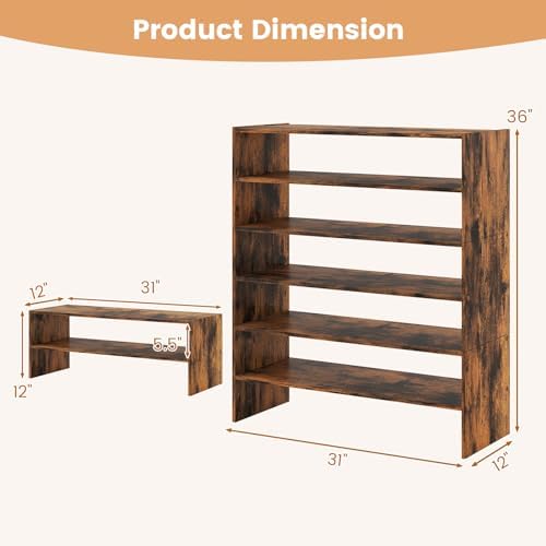 GOFLAME 6-Tier Shoe Rack, Stackable Shoe Storage Organizer, Freestanding Mode...