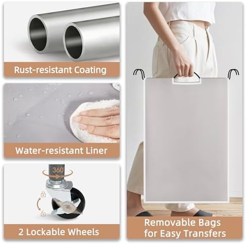 STORAGE MANIAC 4 Section Laundry Sorter, Laundry Hamper with Wheels, Gray