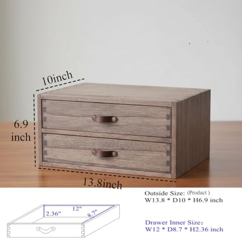 DDYURI Wood 2 Drawer Desktop Organizer Cabinet - Desk Storage Box for Kitchen...