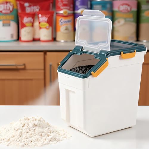 AnRui Airtight 25LB Flour & Grain Storage Container, 2Pcs, Blue
