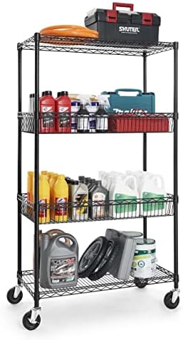 CAPHAUS NSF Commercial Heavy Duty 4 Tier Wire Shelving w/Two Rectangle Basket...