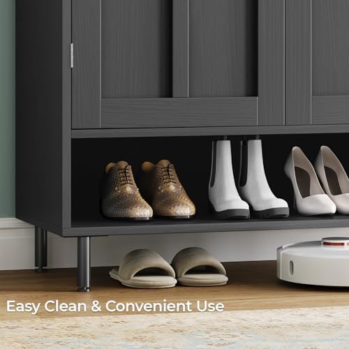 Shoe Storage Cabinet with 2 Doors, 6-Tier Shoe Cabinet with 3 Adjustable Shel...