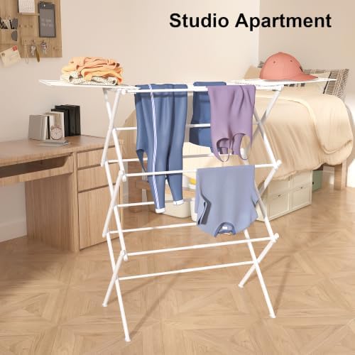 BUKFEN Expandable Clothes Drying Rack with Hook Bar, 3-Tier, Camping