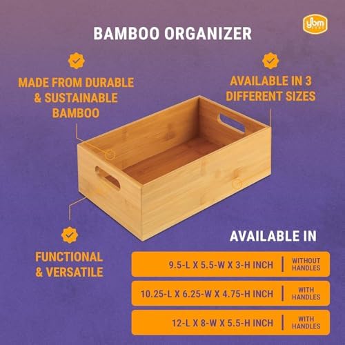 YBM Home Bamboo Storage Boxes with Handle, Organization Storage for Kitchen, ...