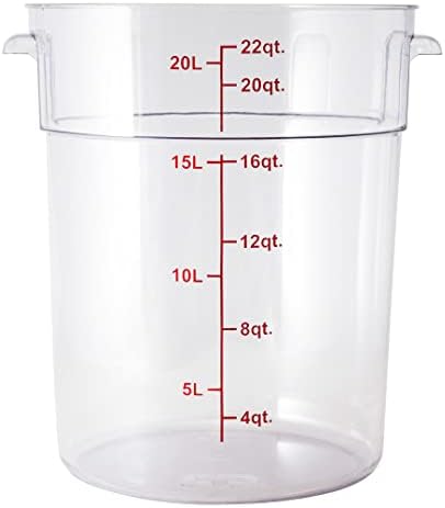 Restaurantware 22 qt Round Clear Plastic Food Storage Container, 10 Pack