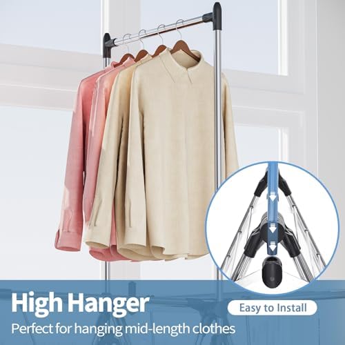APEXCHASER Clothes Drying Rack with High Hanger, 3-Level Drying Racks