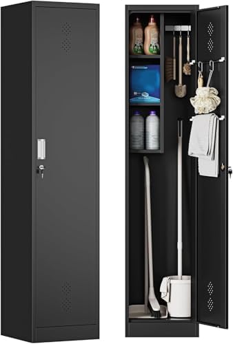 Letaya Broom Closet Storage Cabinet,Metal Cleaning Supply Tool Cabinet,Utilit...