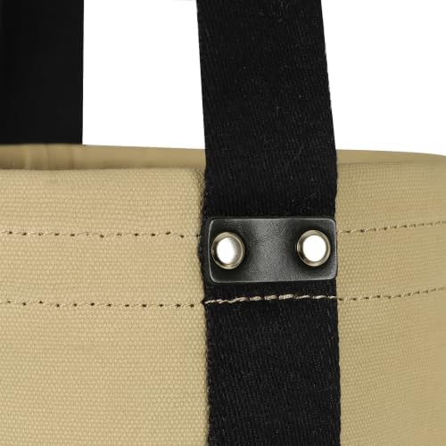 Canvas Tool Bucket with Plastic Bottom & Drain Holes, Heavy-Duty Work Bag