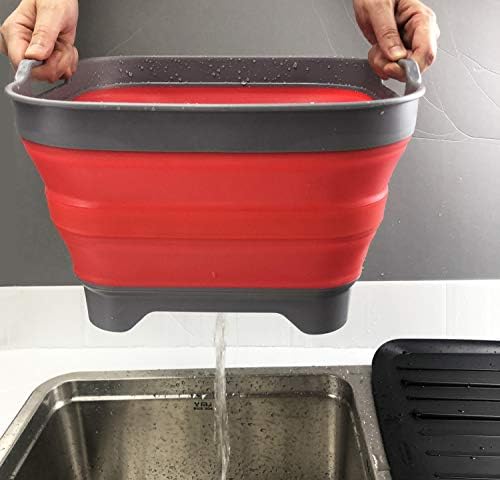 SAMMART 10L (2.64 Gallon) Collapsible Dishpan with Draining Plug - Foldable W...
