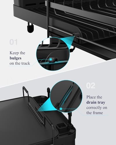 Kitsure Extendable Dish Drying Rack, 19.2"-26.7" L x 12.9" W, ...