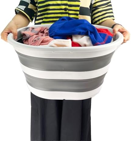 SAMMART 22L (5.8 Gallons) Collapsible Plastic Laundry Basket-Oval Bin/Foldabl...