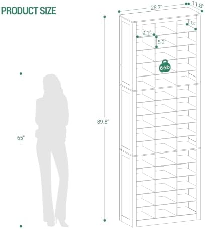 Hzuaneri Shoe Storage Cabinet, 45 Pairs Free Standing Closet Organizer