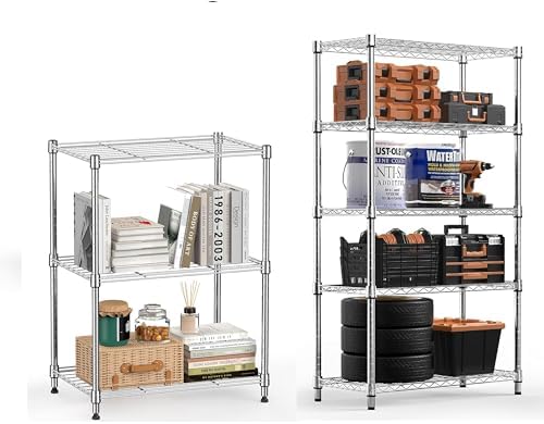 M MZG 2 PCS Wire Storage Shelving, 3-Tier（(11.8" D x 17.7" W x 26.3...