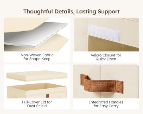 Homsorout Storage Bins with Lids - Closet Organizer with Front Opening