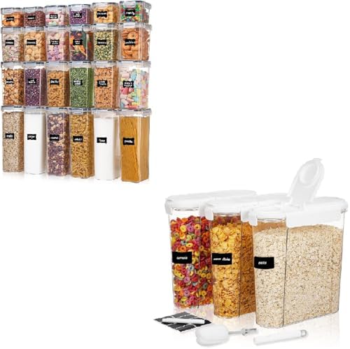 Vtopmart 24 PCS Food Storage Container Sets and 3 PCS Cereal Containers