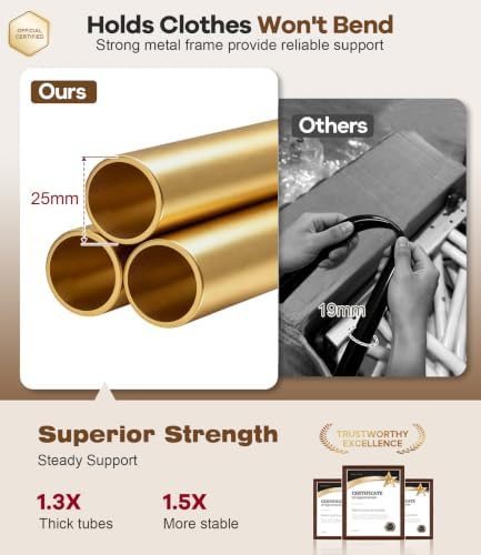 MISSLO Heavy Duty Clothes Racks for Hanging Clothes 25mm Metal Gold Clothing ...