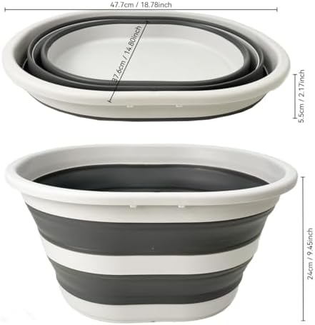 SAMMART 22L (5.8 Gallons) Collapsible Plastic Laundry Basket-Oval Bin/Foldabl...