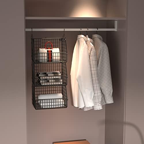 PUPPYCUTE Stackable Wire Storage Baskets for Kitchen Closet Pantry, Hanging C...