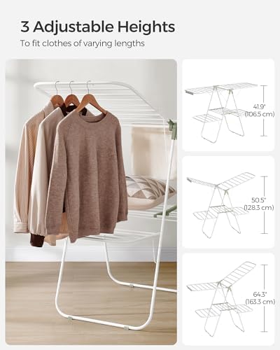 SONGMICS Clothes Drying Rack, Foldable 2-Level Stee Laundry Drying Rack