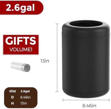 10L/2.6GAL Black Bathroom Trash Can