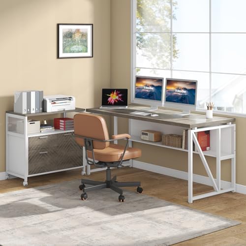 Tribesigns Modern File Cabinet with Drawers for Letter-Sized File and Door, L...