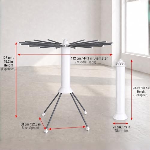 Clothes Drying Rack Foldable with Rolling Wheels, Portable Laundry Drying Rac...