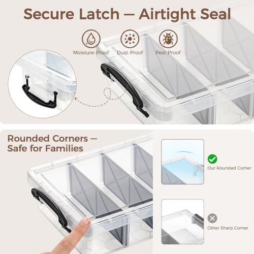 Citylife 2PC Storage Bins with Lids,Storage Box with Dividers