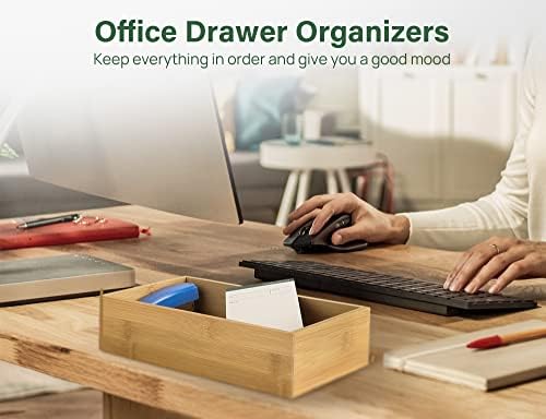 Kootek 8Pcs Bamboo Drawer Organizer 4-Size Kitchen Storage Box for Flatware